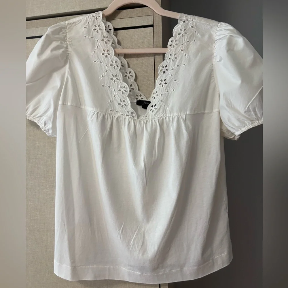 J. Crew size M White Eyelet Blouse - Picture 3 of 5